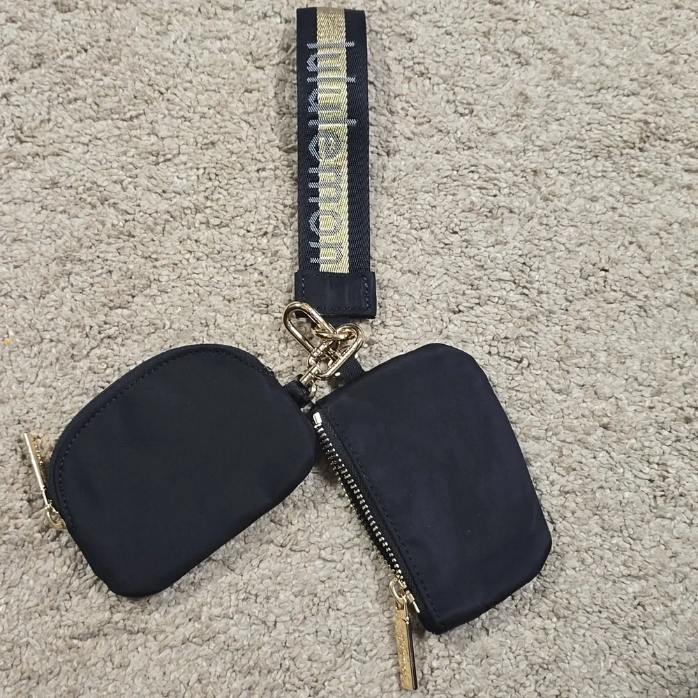 Lululemon Dual Pouch Wristlet Blk/Gold NWOT